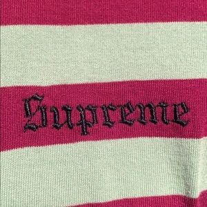 Supreme SS17 Bar Stripe Tee - Burgundy/Lime